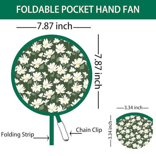 Spring Green Folding Fan – Floral Handheld Cooling Fan, Lightweight Foldable Travel Fan for Beach, Festival, Summer (Green) - style: Spring Green Floral