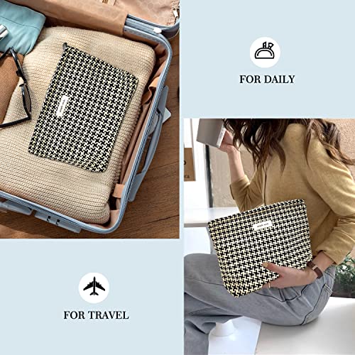 STARDW Travel Makeup Bag Organizer, Cosmetic Pouch for Women, Puppytooth - color: Checkered