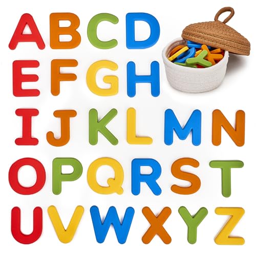 JoyCat Soft Silicone Magnetic Alphabet Letters, 26 Uppercase(Vibrant Color) - color: Vibrant Color