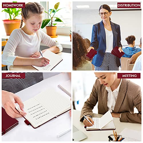 feela 3 Pack Pocket Notebook Journals with 3 Black Pens, A6 Mini Cute Small Journal Notebook Bulk Hardcover College Ruled Notepad with Pen Holder for Office School Supplies, 3.5”x 5.5”, Wine - color: A6 3 Wine