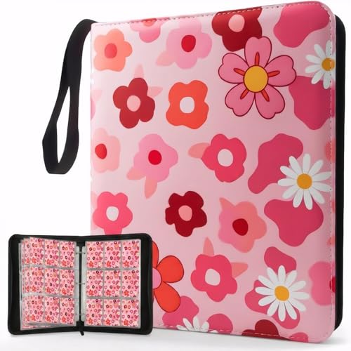 Card Binder 9 Pocket, Pink Cute 70s, 900 Cards, PU Leather - color: Pink Cute 70s
