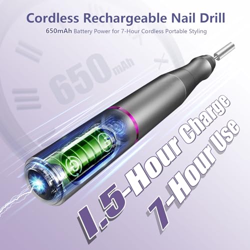 TUOBEO Cordless Nail Drill Electric Nail File Kit, Rechargeable Efile Set - color: Gray