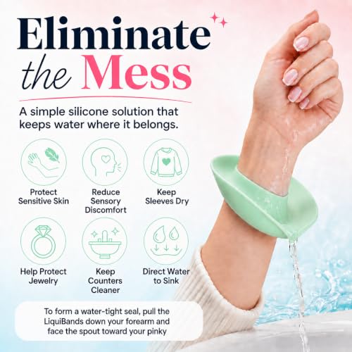 LiquiBands Face Washing Wristbands - Original Drip Catch Cuffs (Green, S/M) - color: Sage Green, size: S/M