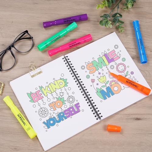 WOSWEL Highlighters Bulk, 72 Pack Tank Style Highlighters Assorted Fluorescent Colors Set, 6 Bright Colors Chisel Tip Highlighter Markers for Kid and Adult Coloring, Highlighting as School Supplies