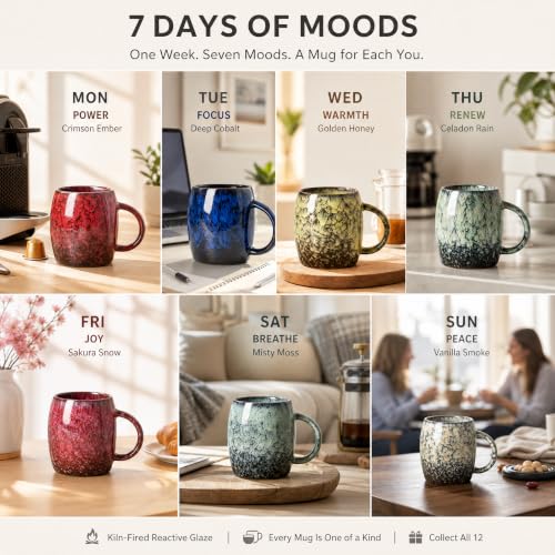 Celadon Rain Ceramic Mug, 14oz Reactive Glaze Mug, Housewarming Gift - color: 14OZ - Celadon Rain · RENEW