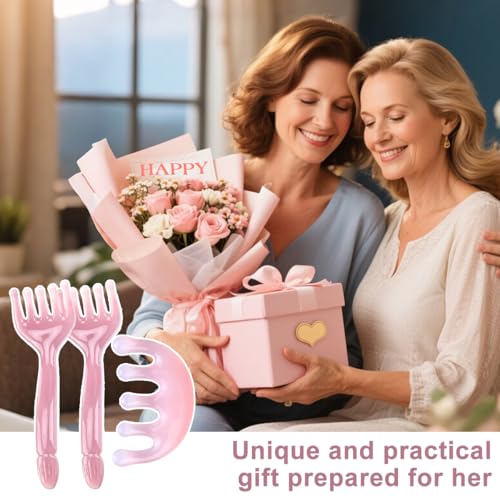 3 Pieces Head Massager for Scalp Stress Relax Resin Hair Scalp Comb Gua Sha Tool for Head Neck Back Body Massage Pink and Purple SPA Set