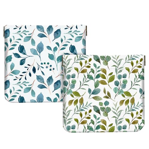 2Pcs PU Leather Small Squeeze Coin Purse Pouch Mini coin Bag Unique And Cute Wallet Cosmetic Bags Change Bag For Women Girls Men （Green Leaf - color: Green Leaf