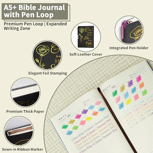 25 PCS Bible Study Supplies Kit, Large Capacity Canvas Tote Bag for Women Organizer, Bible Highlighters and Quick Dry Pens No Bleed Through, Notebook Bible Tabs Cross Bookmark Journaling Accessories - color: Black