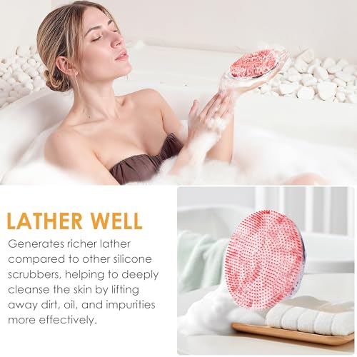 INNERNEED Magnetic Silicone Body Scrubber, Hygienic Shower Brush, Red - color: Red