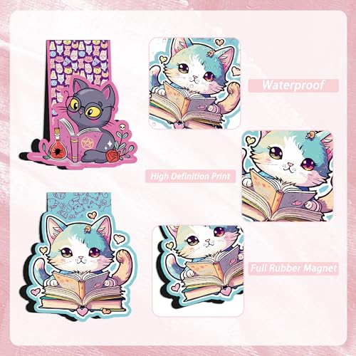 Cat Magnetic Bookmarks, Kawaii Book Markers for Women Book Lovers - style: Cute Cat