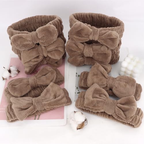 10 Pack Brown Soft Spa Headbands for Women - color: Brown