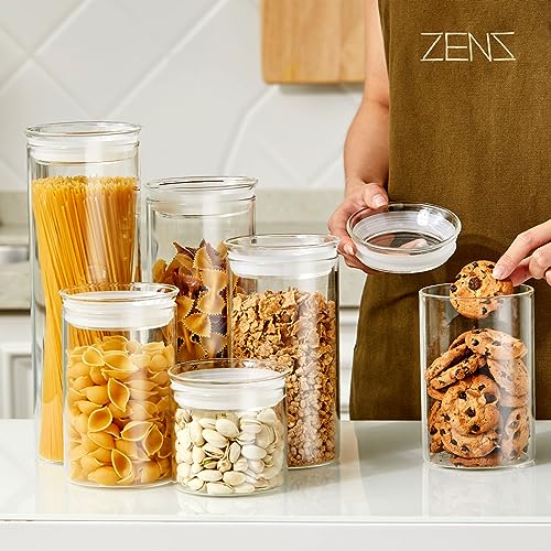 ZENS 15oz Airtight Glass Jars Set of 3, Small Food Container Spice Jars - size: 4-15oz 3Pack