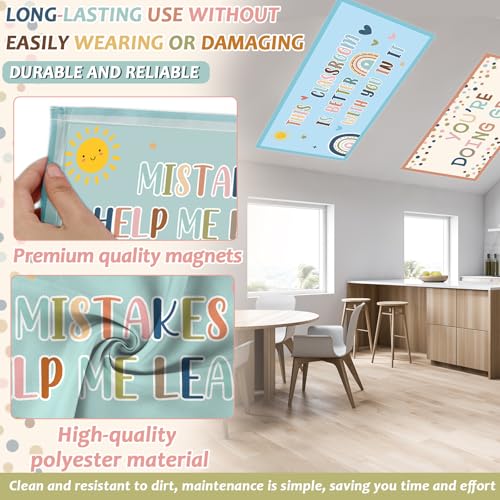 Wiooffen 6 Pcs Fluorescent Light Covers with 60 Magnets Decorative for Classroom Ceiling Light 4 x 2 Feet Magnetic Light Covers Filter Easy Install for Office Hospitals & Home (Boho Motivational) - color: Boho Motivational
