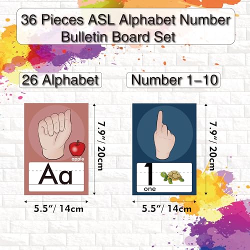 YIYDONG 36 Pieces ASL Alphabet Line Bulletin Board Set ABC Number Sign Language Flash Cards Wall Decorations for Pre-School Kindergarten Elementary Classroom Nursery Homeschool (Boho) - color: Boho