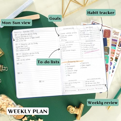 Legend Planner Undated, Weekly & Daily Goal Journal, A5 Mystic Blue - color: Mystic Blue (Undated), size: A5 (5.5'' x 8.3'')