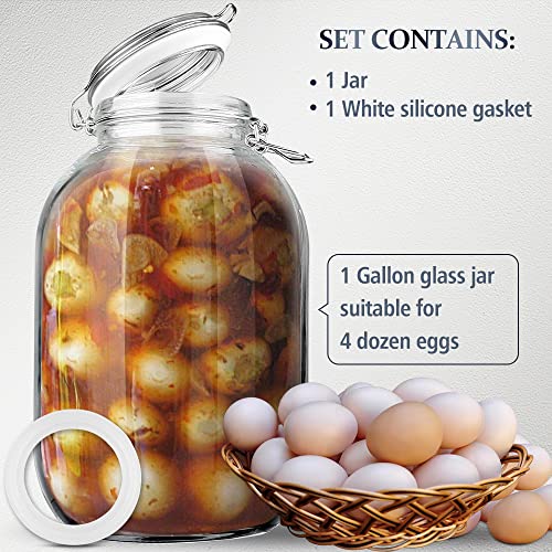 1 Gallon Glass Jar with Airtight Lid, Large Mason Jar, Pickle Jars, 128 OZ