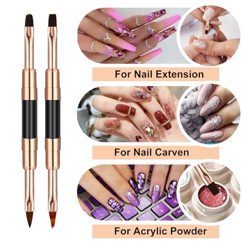 Double-Ended Acrylic Nail Art Liner Brushes, 6Pcs Gel Polish Nail Art Design Pen Painting Tools Set For Nails, Dotting Drawing Tool Polygel Brush for Long Lines, Thin Details, Fine Drawing (Black) - color: Black
