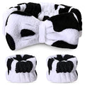 Hanaive 3 Pcs Spa Headband and Wristbands for Washing Face, Cow - style: Cow