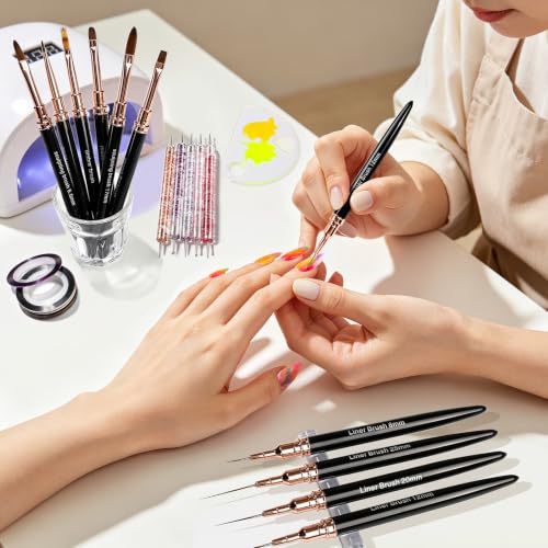 Teenitor Nail Striping Tape Lines Kit Nail Liner Brushes Nail Art Tools