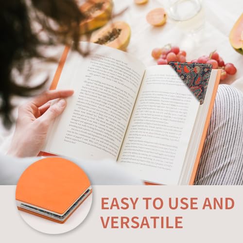 Cute Leather Bookmarks, Fun Triangle Making Corner Bookmark, Book Accessories for Reading Book Lovers, Unbreakable Page Markers for Women Men Boho Paisley Flower - color: Boho Paisley Flower