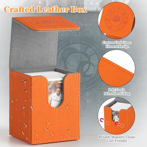 Arkeiliy MTG Deck Box 110+ Storage Sleeved Cards for Magic Commander - color: Orange III