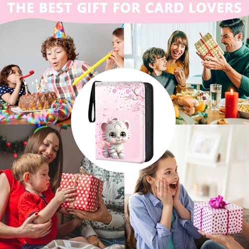 4 Pocket Trading Card Binder, Holds 400 Cards, Zipper Binder - color: Cute little tiger