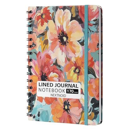 Nextnoid A5 Lined Spiral Notebook - 170 Pages, College Ruled, Pastel Bloom - color: o-Pastel Bloom