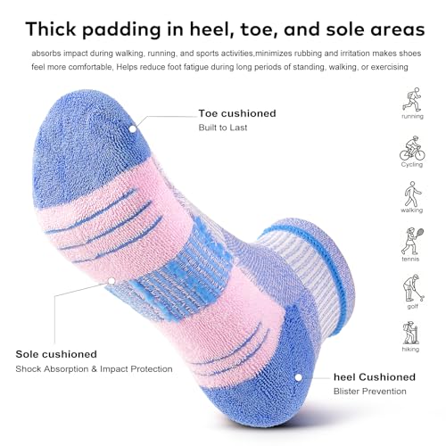 cuangya Women Athletic Ankle Cushioned Running Socks 6-Pairs - color: 5 Pairs Ice Cream, size: 5-8