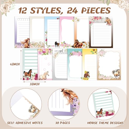 Gilprop 24 Pack Horse Sticky Notes, Horse Lover Gifts for Women - style: Horse
