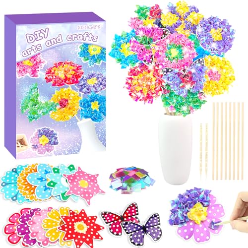 Poke in Fun Art Flower Craft Kits for Kids,Arts and Crafts for Kids,Mess Free Kids'Paper Craft Kit,Party & Home Décor,DIY Art Supplies Creative Activity Birthday Gifts,Toys for Girls Boys Ages 4-10+ - style: Flower Bouquet