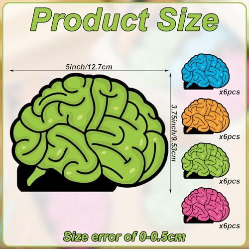Amazingspark 24 Pcs 600 Sheets Brain Shaped Notepads, 5x3.75 in Memo Pads