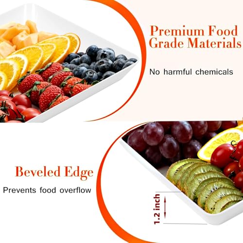 DCA 4 Pack White Serving Trays for Entertaining, BBQ & Parties