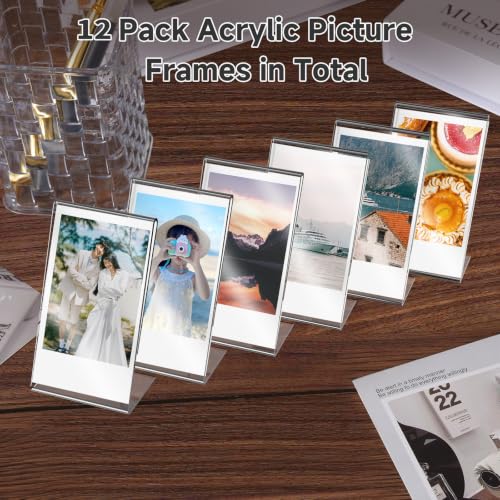 Mini Acrylic Picture Frames 2x3 for Instax Mini Film, Clear Instant Photo Display Stand for Fujifilm Instax 12 11 9 40 25 90, Small Tabletop Picture Frame for Desk Shelf (12 Pack) - size: 12 Pack