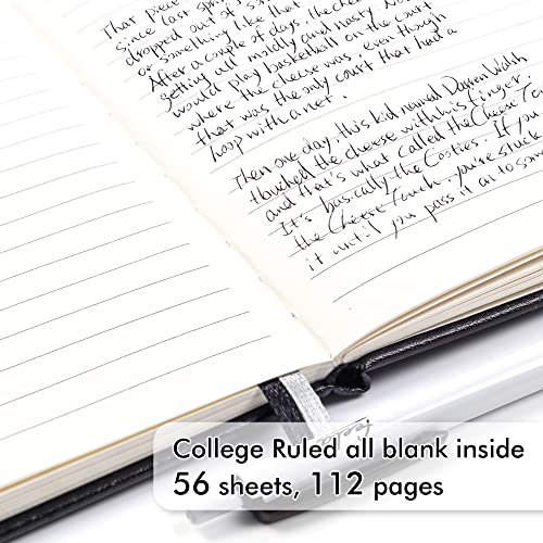 feela 3 Pack Pocket Notebook Journals with 3 Black Pens, A6 Mini Cute Small Journal Notebook Bulk Hardcover College Ruled Notepad with Pen Holder for Office School Supplies, 3.5”x 5.5”, Black - color: A6 3 Black