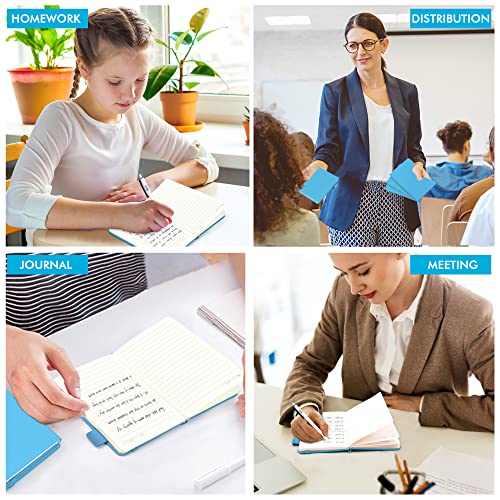 feela 6 Pack Pocket Mini Notebooks Bulk, Small Cute Memo Notepads Hardcover College Ruled Lined Journals with Pen Holder for School Business Work, with 6 Black Pens, 3.5”x 5.5”, A6, Teal - color: 6 Teal