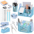 17 IN 1 Office Desk Organizer Set for Back to School Supplies Accessories - color: Blue
