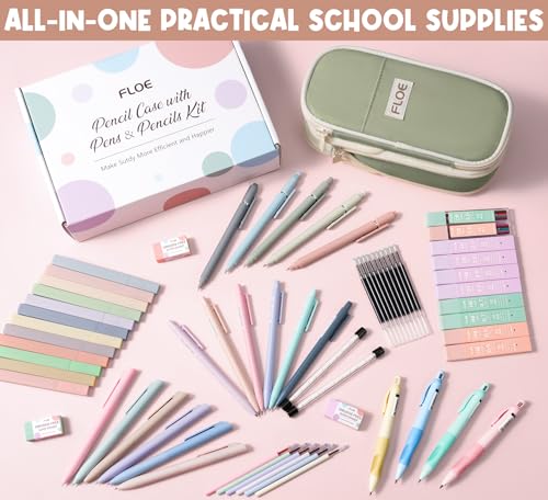 65PCS Aesthetic School Supplies Back to School Supplies Cute Stationary Set - color: Green