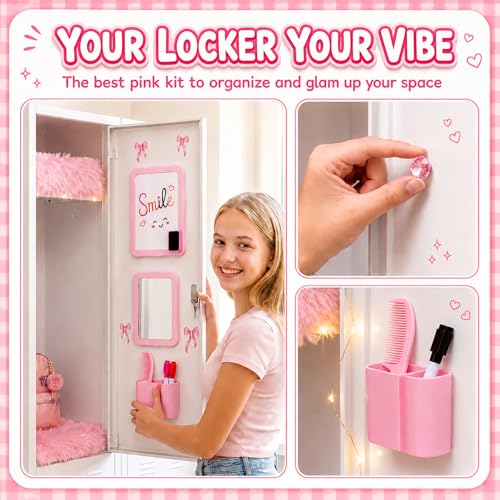 20 PCS Pink Locker Accessories Kit Back to School for Girls