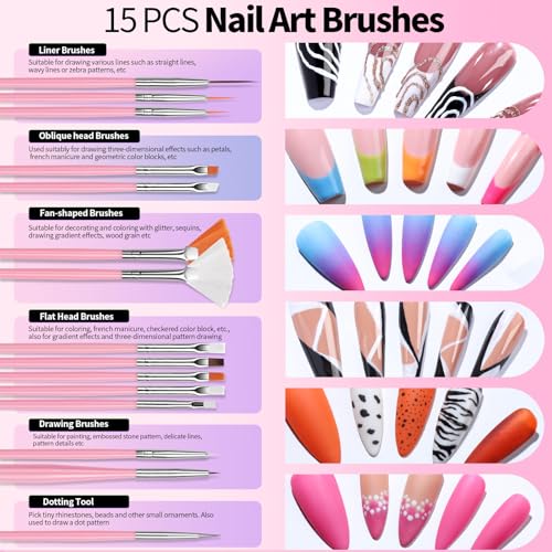 FANDAMEI Nail Art Tools, Nail Tools For Nail Art, Press On Nail Design Tools, Nail Art Kit With Nail Brush, Nail Tools, Nail Stand, Nail Cutters For Nail Tips, Acrylic Nail Clippers
