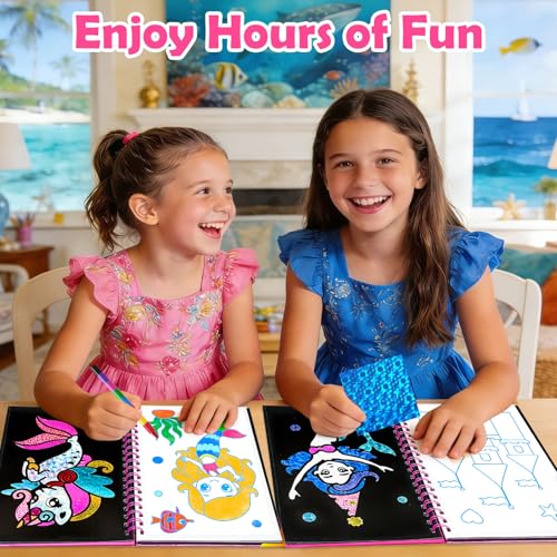 FUNNYB&G Foil Art Craft Kit for Kids, Sparkly Birthday Gift Toy for Girls - style: Mermaids