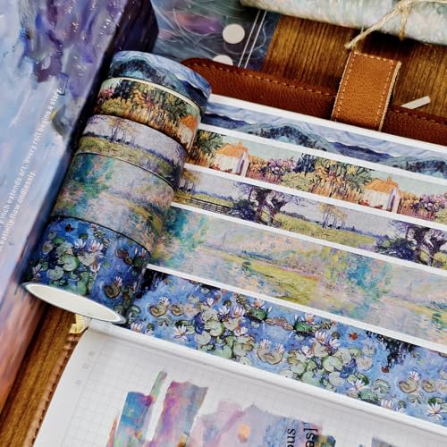 Bomichi 34 Rolls Oil Painting Aesthetic Washi Tape Set - color: Purple Oil Painting