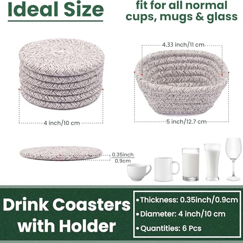 Drink Coasters with Holder, Set of 6 - color: Brown