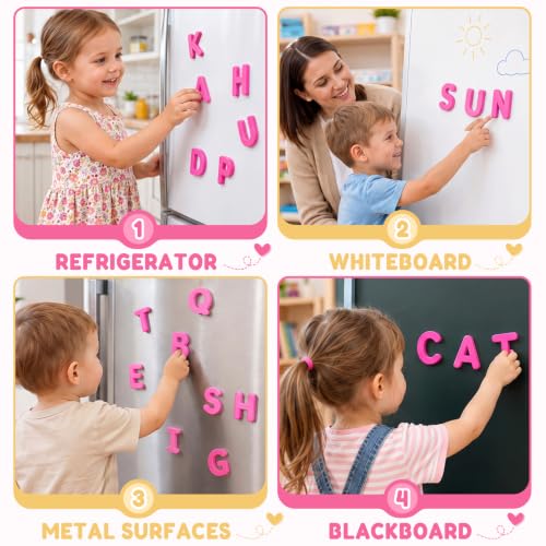 JoyCat Silicone Magnetic Alphabet Letters, 26 Uppercase (Pink) - color: Pink Color