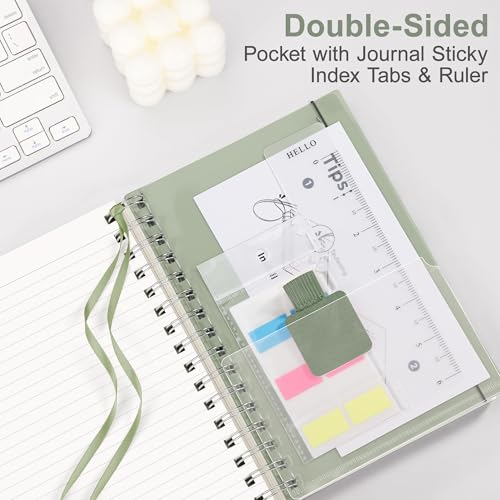 RETTACY Spiral College Ruled Notebook, 300 Pages, A5 Size (5.7" x 8.2") - color: Light Green, size: 5.7" x 8.2"