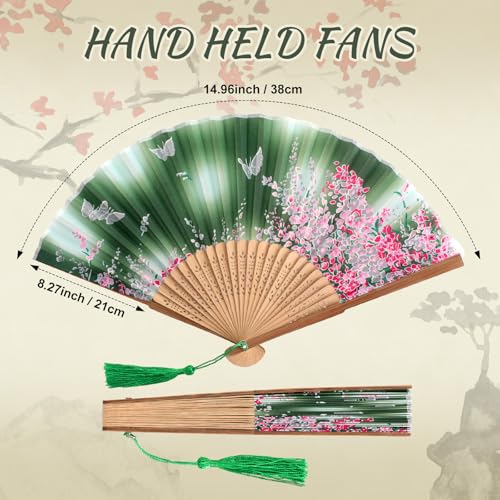 Zonon 4 Pack Hand Held Folding Fans for Women Silk,Forest Butterfly - style: Forest Butterfly