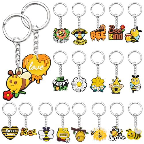 Cute Keychains Bulk, Keychain Charms Key Chain Trinkets Backpack Charms Accessories Keyring for Classroom Prizes - color: Honey Bees
