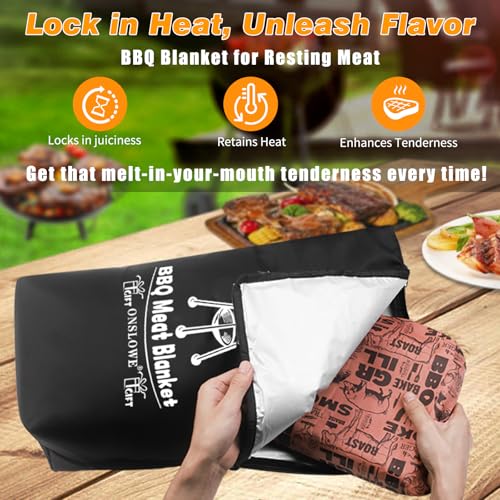 BBQ Blanket for Resting Meat - Meat Resting Bag of Washable Oxford Cloth - Insulated Brisket Resting Blanket for Turkey, Pork Shoulder & Beef - Gifts for Men, BBQ Lovers Gift (Black New, 21 in) - color: Black New, size: 21 in