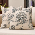 Kevin Textile Hydrangea Floral Pillow Covers Set of 2 18x18 Inch, Black - color: Black