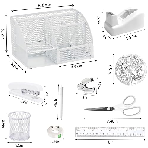 Scindaly Office Desk Accessories 12-Piece & Desk Organizers and Accessories - color: White