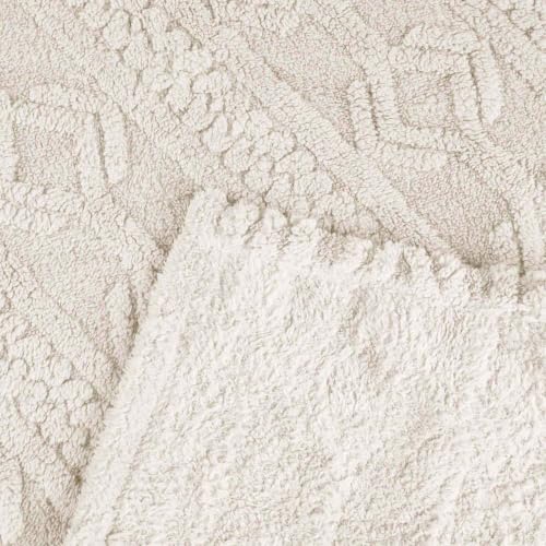 SUPERIOR Fleece Boho Jacquard Blanket, Decorative Blankets for Bedroom, Sofa, Fuzzy, Plush, Fluffy, Soft, Cute Room Decor, Beautiful Cover, Comfort Essentials, Arctic Collection, Throw XL, Ivory - color: Ivory, size: Throw XL